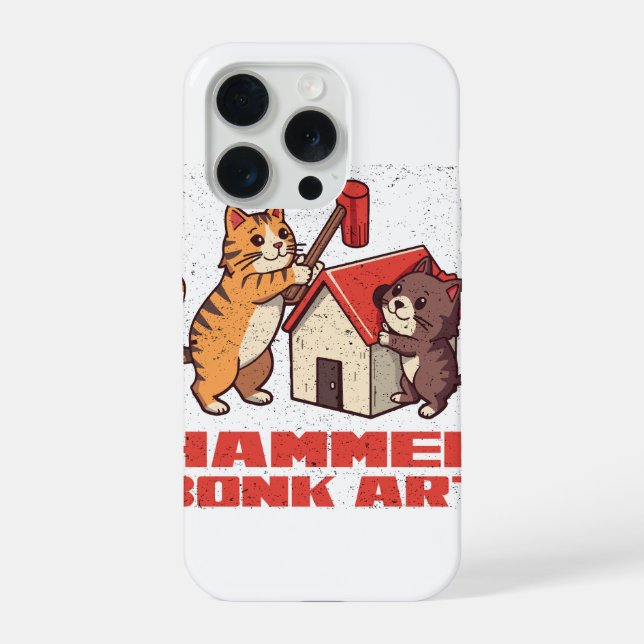 Coque iPhone Chat à Marteau Bonk Mème Drôle Rétro Art Mignon (Verso)