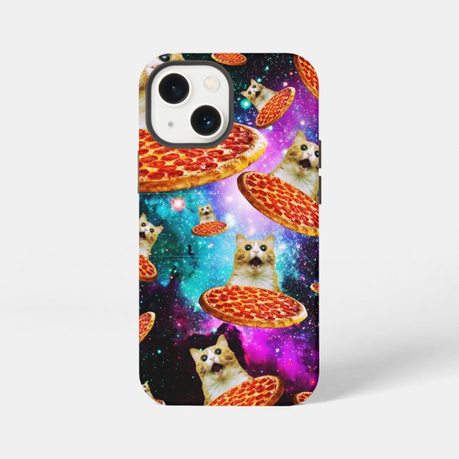 Coque iPhone Chat à pizza de l'espace amusant (Verso)