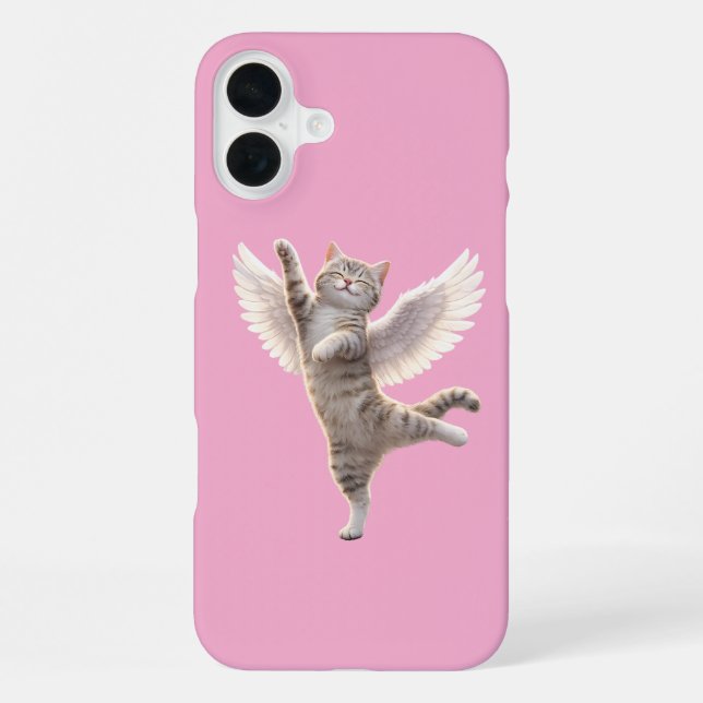 Coque iPhone Chat Ange Danseur avec des Ailes (Verso)