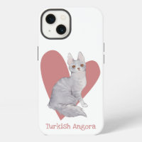 Chat angora turc aquarelle Kitty cœur rose