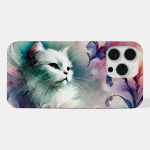 Coque iPhone 15 Pro Max Chat aquarelle éthérée
