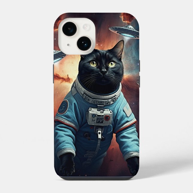 Coque iPhone Chat Astronaute Galactique (Verso)