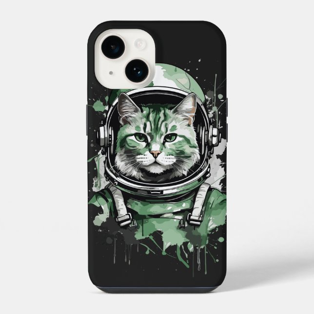 Coque iPhone Chat astronaute vert Splash (Verso)