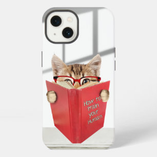 Etui iPhone 13 Chat avec lunettes et livre rouge