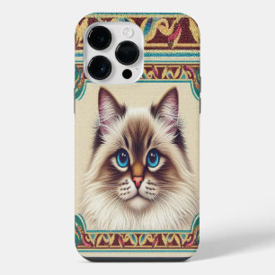 Coque Pour Pour iPhone 14 Pro Max Chat Birman Décoratif Bordure encadrée colorée