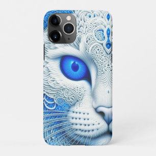 Coque iPhone 11Pro Chat blanc mystique Art IA éthéré