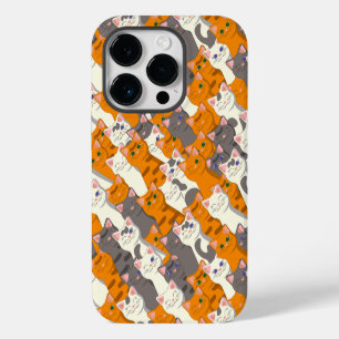 Coque Pour iPhone 14 Plus Chat blanc roux noir motif diagonal