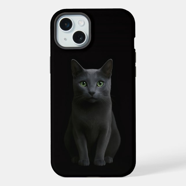 Coque iPhone Chat bleu russe Black 4 Luxe (Verso)