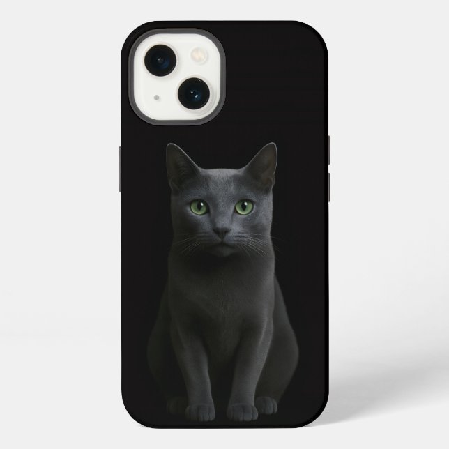 Coque iPhone Chat bleu russe Black 4 Luxe iPhone 13 (Verso)