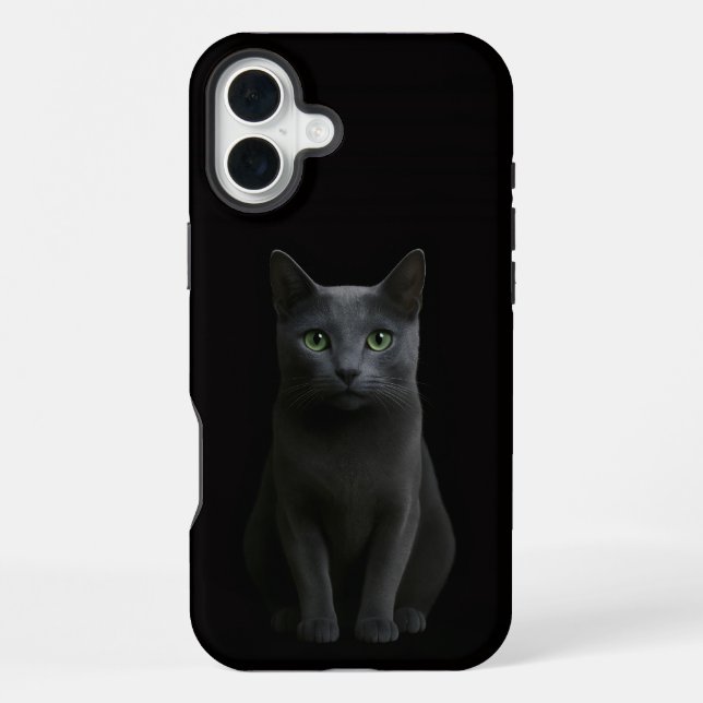 Coque iPhone Chat bleu russe Black 4 Luxe iPhone 16 Plus (Verso)
