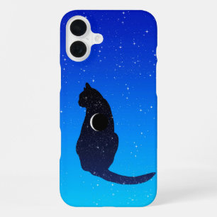 Coque iPhone 16 Plus Chat cosmique sur un fond de ciel étoilé