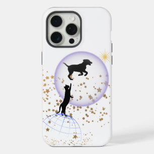 Coque iPhone 15 Pro Max Chat curieux et chien courant