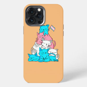Etui iPhone 13 Pro Max Chat de fierté transgenre LGBT Drapeau Trans Chat 