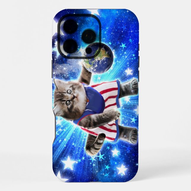 Coque iPhone Chat de l'espace jouant au basket-ball (Verso)