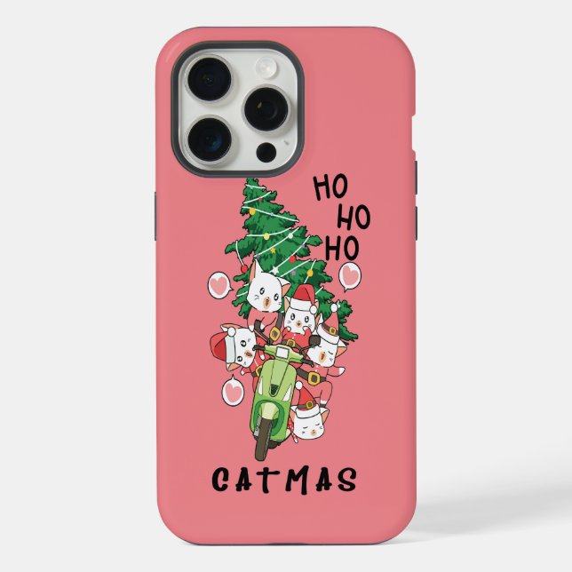 Coque iPhone Chat de Noël drôle de Claus Joyeux Catmas (Verso)