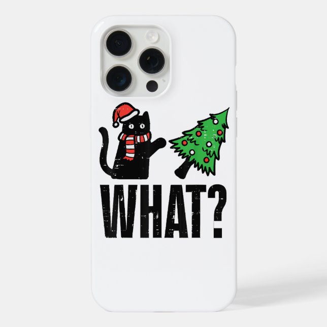 Coque iPhone Chat de Noël faisant tomber l'arbre de Noël Amusan (Verso)