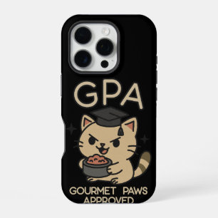Coque iPhone 16 Pro Chat de savant de dessin animé drôle Pâtes au thon
