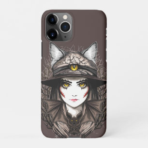 Coque iPhone 11Pro Chat de sorcière Halloween Déplaisant Portrait mig