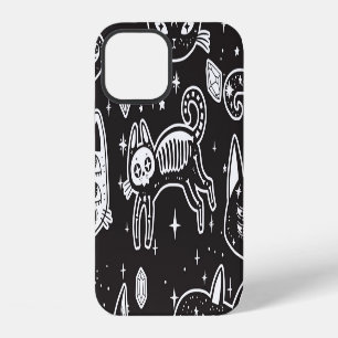 Coque iPhone 12 Chat de sorcière : Illustration isolée vintage
