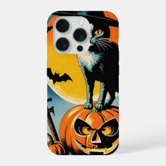 Coque iPhone 15 Pro chat d'Halloween