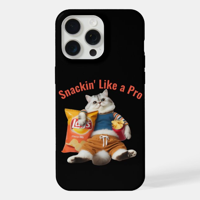 Coque iPhone Chat Drôle Qui Grignote Comme Un Pro (Verso)