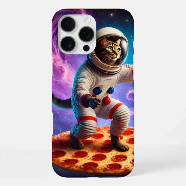 Coque iPhone Chat Drôle Voler Une Pizza Astronaut Kitty Space (Verso)