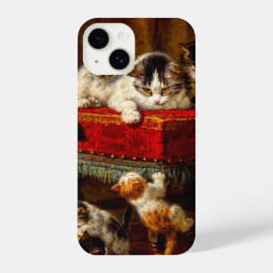 Coque Pour iPhone 14 Chat et chatons Jouer avec chaise