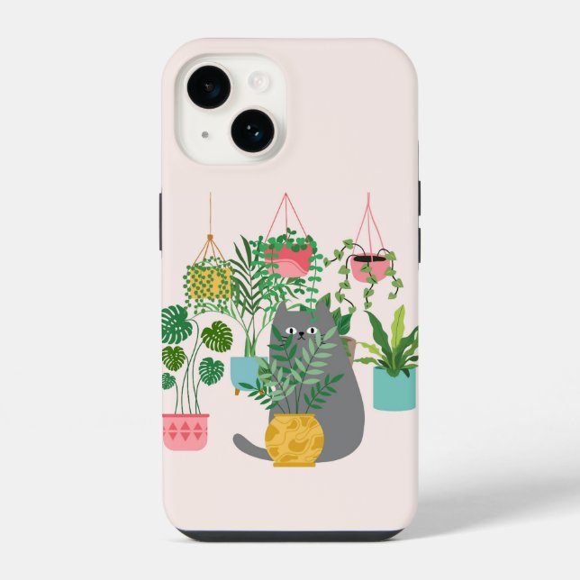 Coque iPhone Chat et Plantes (Verso)
