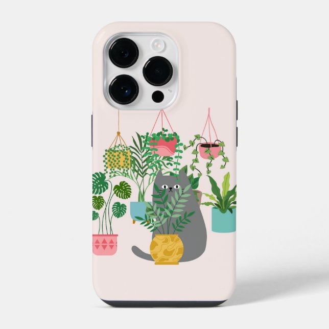 Coque iPhone Chat et Plantes (Verso)