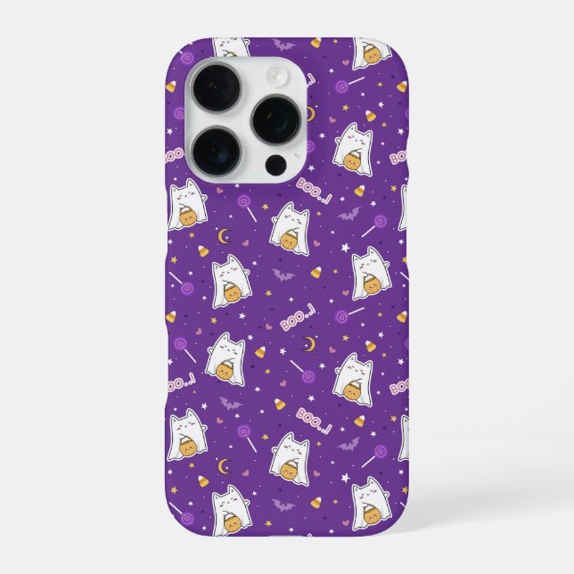 Coque iPhone Chat fantôme d'Halloween (Verso)