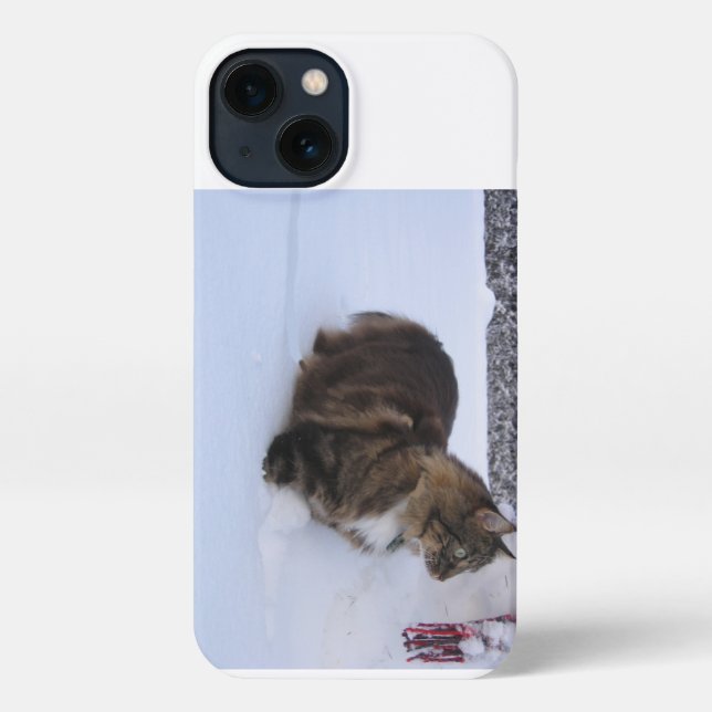 Coque iPhone chat forestier norvégien dans la neige (Verso)