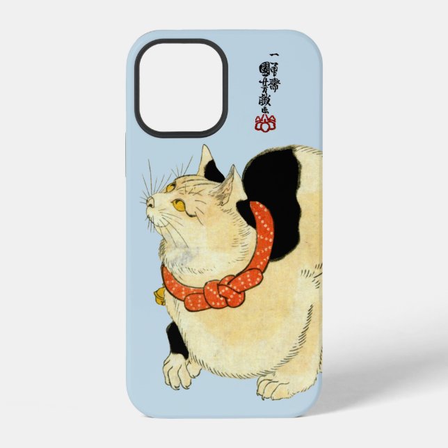 Coque iPhone Chat japonais, Kuniyoshi (Couleur modifiable) (Verso)