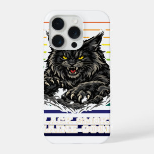 Coque iPhone 15 Pro Chat Maine Coon à la Fumée Noire Art de Mascotte F