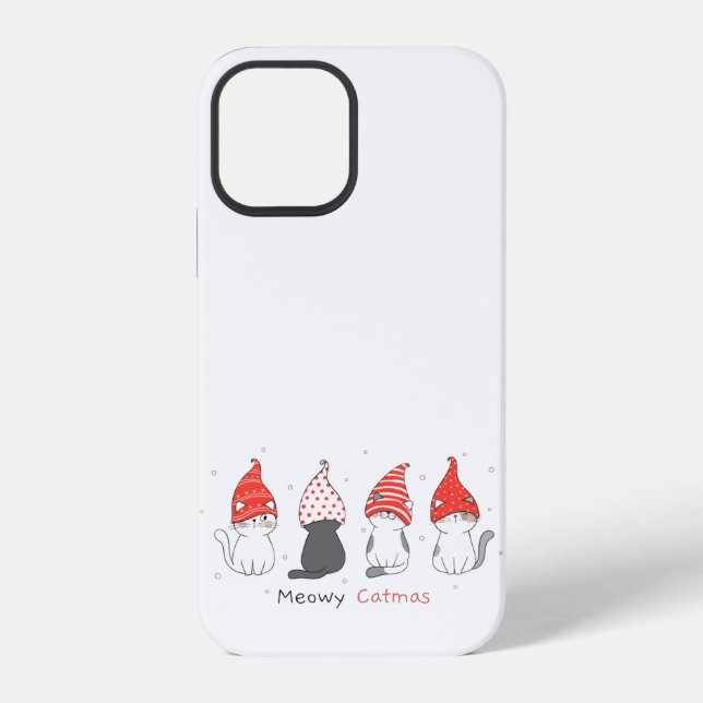 Coque iPhone chat mignon avec chapeau de gnome pour Noël. (Verso)