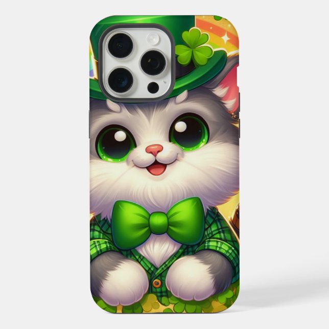 Coque iPhone Chat mignon/chaton Saint Patrick's Day (Verso)