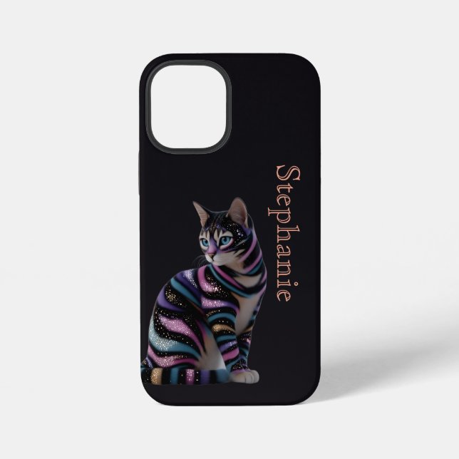 Coque iPhone Chat mignon et conception de nom personnalisé (Verso)