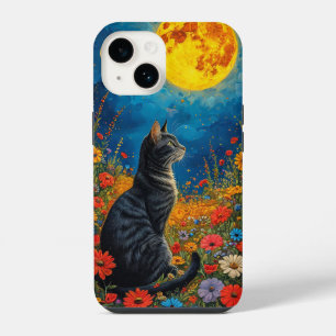 Coque Pour iPhone 14 Chat mystique sous l'esthétique lunaire de la nuit
