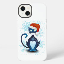 Chat noir avec Casquette Père Noël
