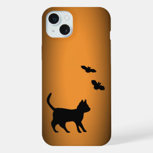 Coque iPhone 15 Plus Chat noir avec chauve-souris