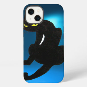 Etui iPhone 13 CHAT NOIR bleu
