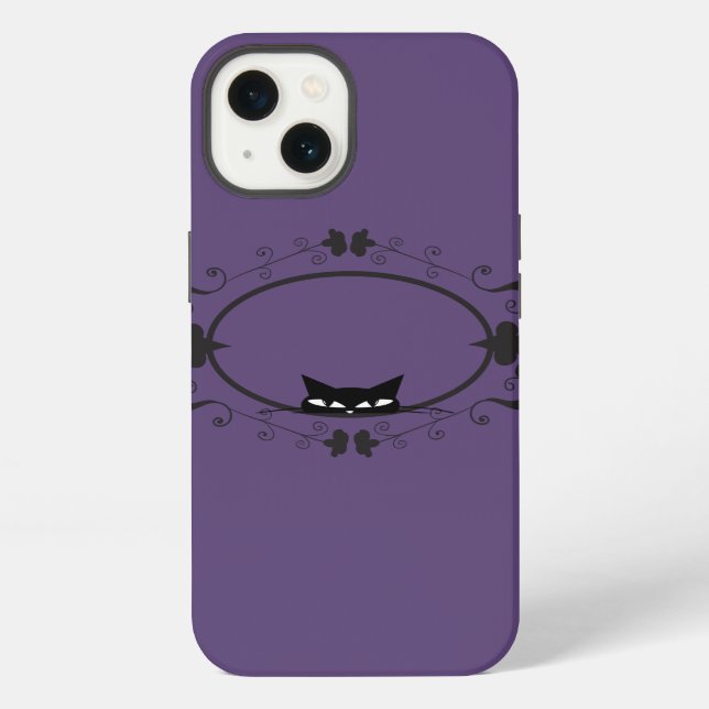 Coque iPhone Chat noir caché (Verso)