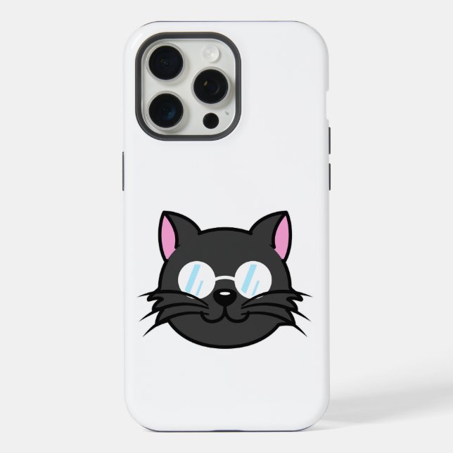 Coque iPhone Chat noir Chat noir Chat gris portant des lunettes (Verso)