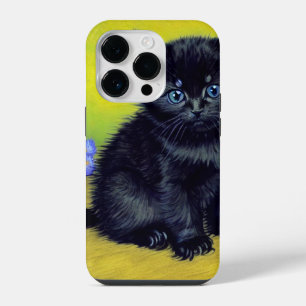 Coque Pour iPhone 14 Plus Chat noir de Van Gogh Fleurs violettes