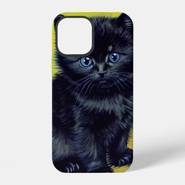 Coque iPhone Chat noir de Van Gogh Fleurs violettes (Verso)
