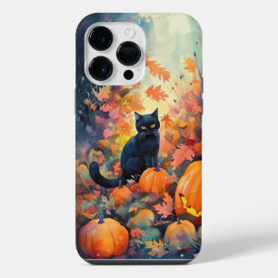 Coque Pour Pour iPhone 14 Pro Max Chat noir d'Halloween avec la peur Citrouille