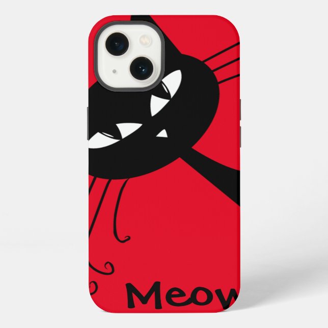 Coque iPhone Chat noir drôle original félin (Verso)