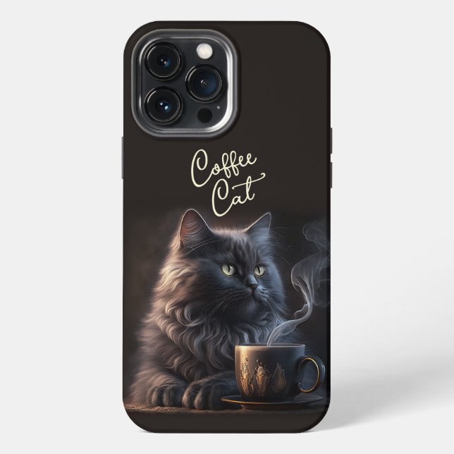 Coque iPhone Chat noir et café (Verso)