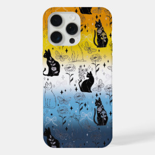 Coque iPhone 15 Pro Max Chat noir fierté AroAce agender - Sorcellerie myst