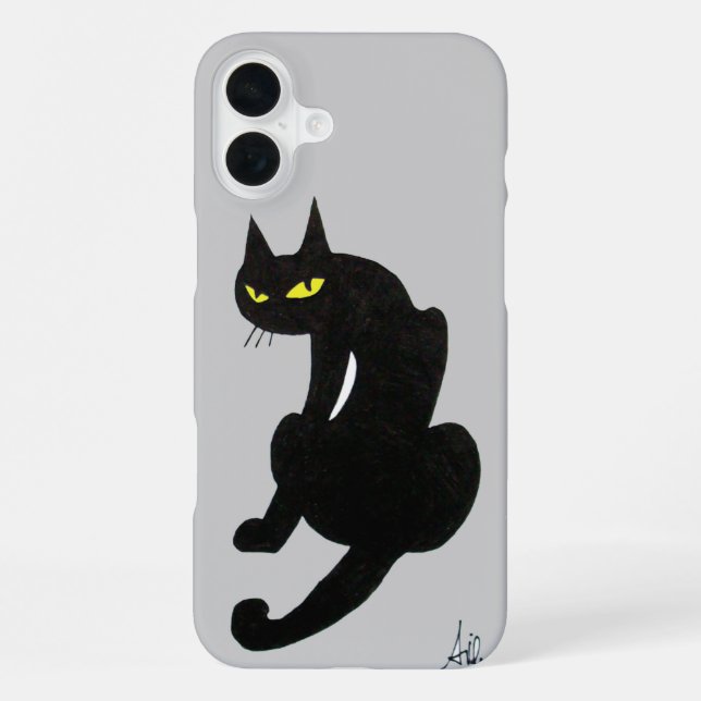Coque iPhone CHAT NOIR gris (Verso)