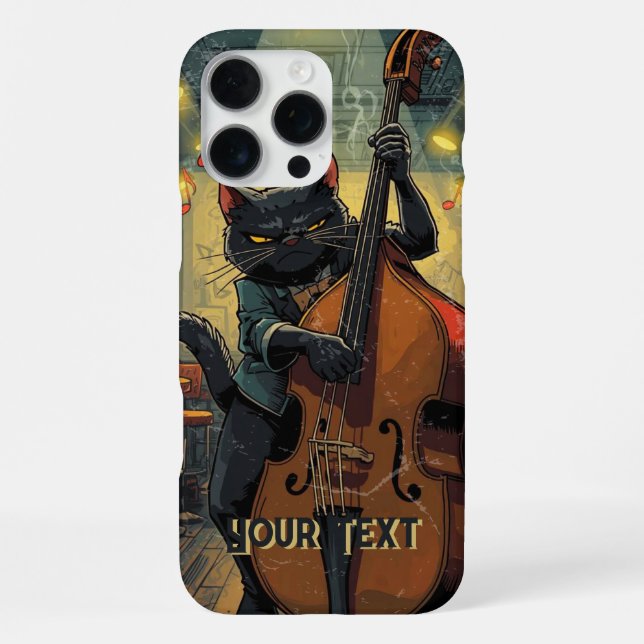 Coque iPhone Chat Noir Lunatique Jouant du Violoncelle Cadeau d (Verso)